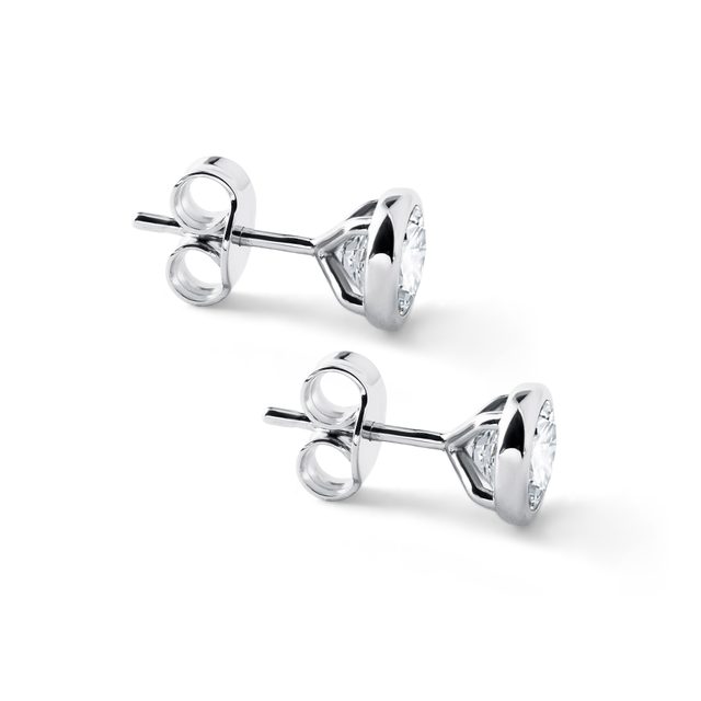 BOUCLES D'OREILLES DELUXE D'OR BLANC AVEC DIAMANTS 1CT - PUCES D'OREILLES EN DIAMANT - 