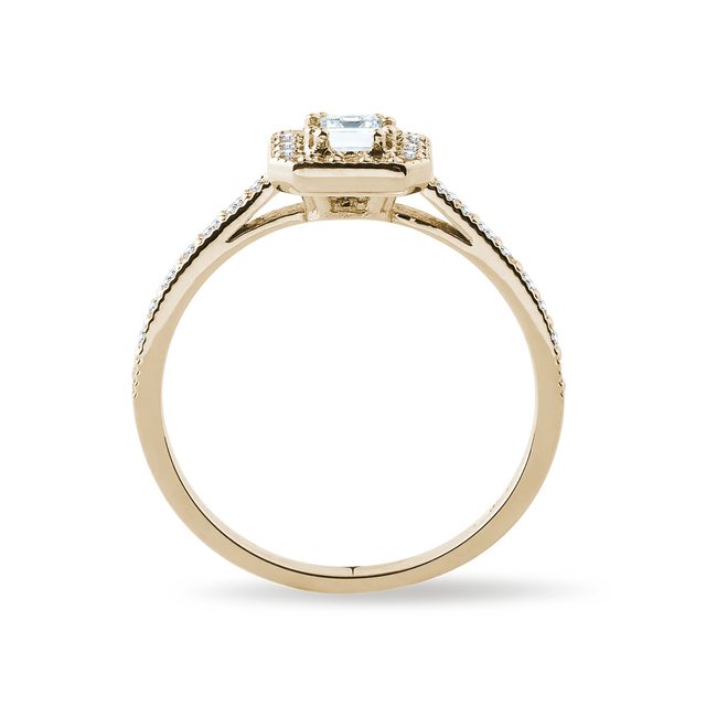 BAGUE DE FIANÇAILLES EN OR JAUNE ET SERTIE DE DIAMANTS - BAGUES DE FIANÇAILLES EN DIAMANT - 