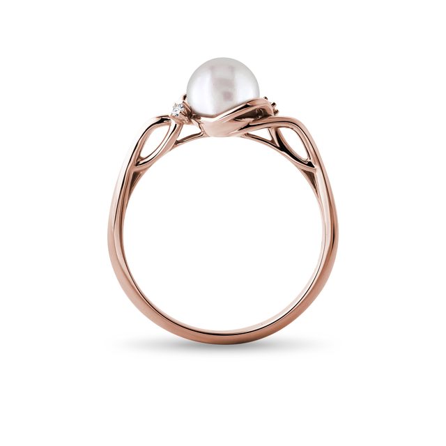 RING MIT PERLE UND BRILLANTEN IN ROSÉGOLD - PERLEN RINGE - 