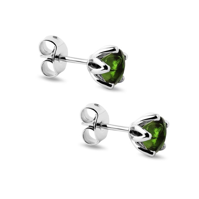 MOLDAVIT OHRSTECKER IN WEISSGOLD - OHRRINGE MIT MOLDAVIT - 