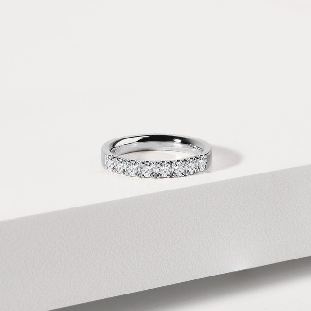 BAGUE DELUXE EN OR BLANC AVEC DIAMANTS - ALLIANCES DE MARIAGE FEMMES - 