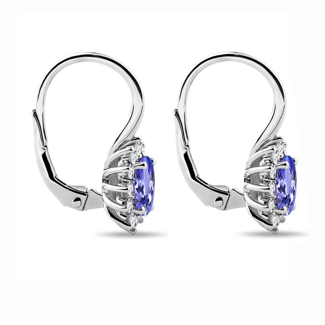OHRRINGE AUS WEISSGOLD MIT DIAMANT UND TANSANITEN - OHRRINGE TANSANIT - 