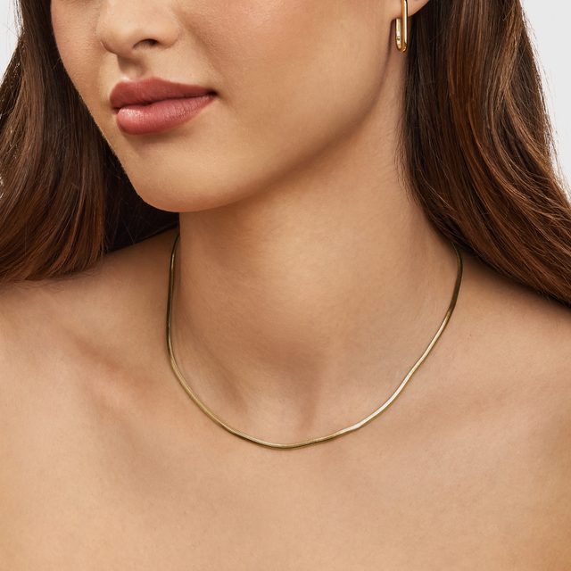 42 CM FLAT SNAKE CHAIN IN 14K YELLOW GOLD - GOLD CHAINS - 