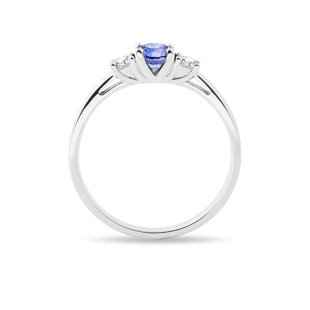 TANZANITOVÝ PRSTEN S DIAMANTY V BÍLÉM ZLATĚ - PRSTENY S TANZANITEM - 
