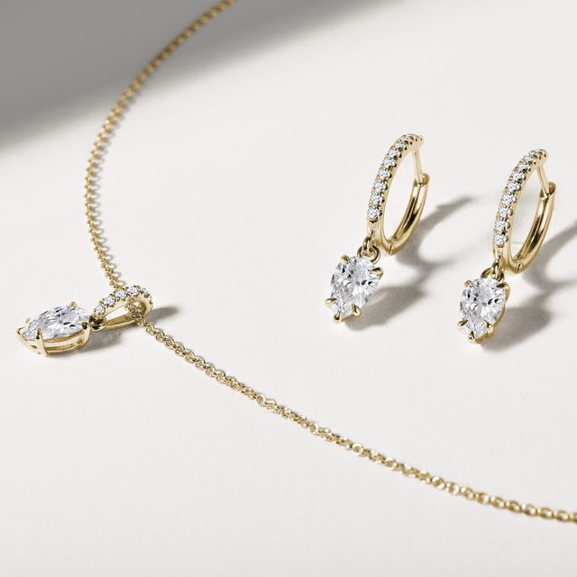 SCHMUCKSET MIT LABORDIAMANTEN IN 14 KT GELBGOLD - SCHMUCK SETS DIAMANT - 