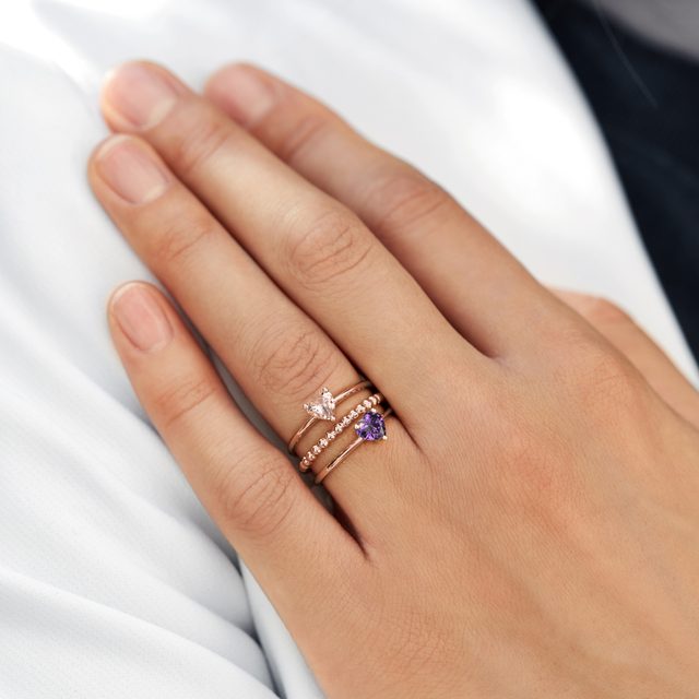 HERZRING MIT AMETHYST - RINGE AMETHYST - 