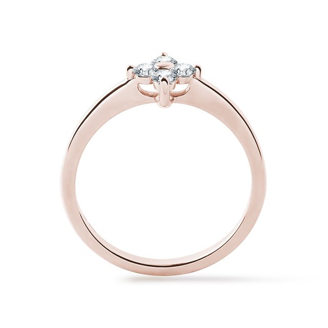 FOUR-LEAF CLOVER DIAMOND RING IN 14K ROSE GOLD - DIAMOND ENGAGEMENT RINGS - 