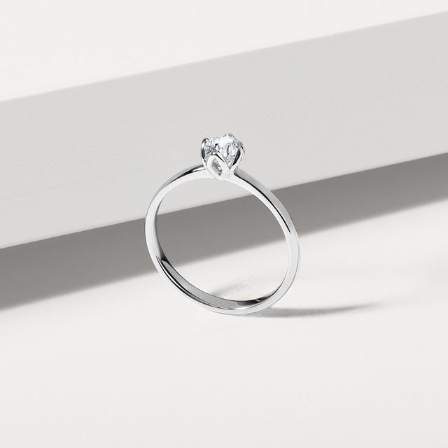 EINFACHER DIAMANTRING AUS WEISSGOLD - VERLOBUNGSRINGE MIT BRILLANT - 