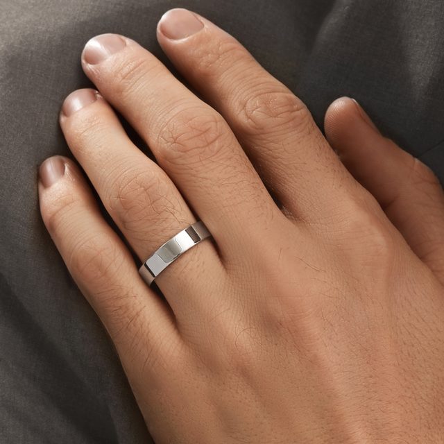 SADA DIAMANTOVÉHO A HLADKÉHO PRSTENU V BÍLÉM ZLATĚ - SNUBNÍ SADY Z BÍLÉHO ZLATA - 