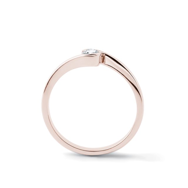 ASYMMETRICAL DIAMOND RING IN ROSE GOLD - DIAMOND ENGAGEMENT RINGS - 