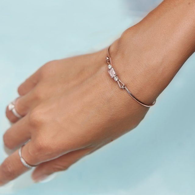 MORGANITE AND DIAMOND ROSE GOLD BRACELET - GEMSTONE BRACELETS - 