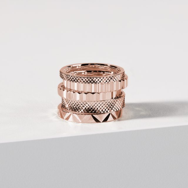 WOMEN'S ROSE GOLD PATTERNED RING - ROSE GOLD RINGS - 