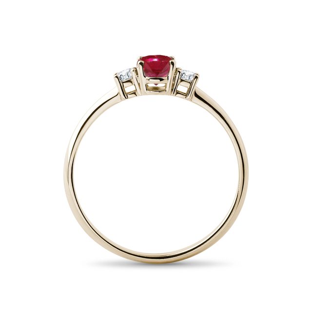 GOLDRING MIT RUBIN UND DIAMANTEN - RUBIN-VERLOBUNGSRINGE - 