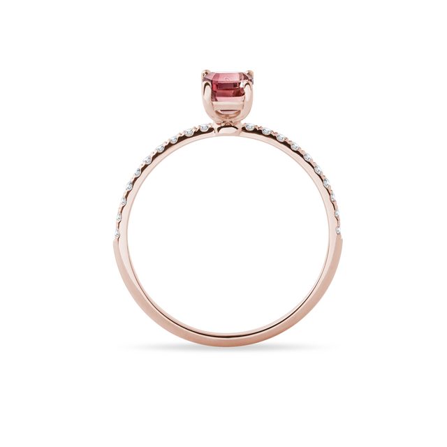 BAGUE POUR FEMME EN OR ROSE AVEC TOURMALINE ET DIAMANTS - BAGUES EN TOURMALINE - 