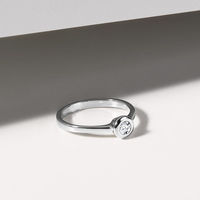 DIAMANTRING AUS WEISSGOLD MIT LÜNETTE - VERLOBUNGSRINGE MIT BRILLANT - 