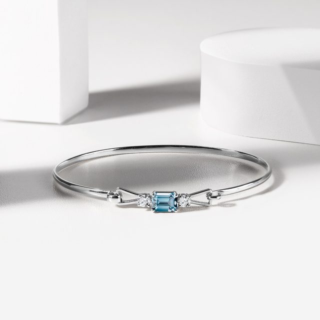 NÁRAMEK S TOPAZEM A DIAMANTY V BÍLÉM ZLATĚ - NÁRAMKY S DRAHOKAMY - 