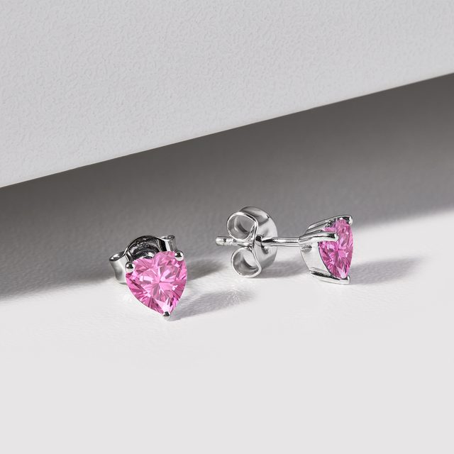 HERZOHRRINGE MIT ROSA SAPHIR - OHRRINGE MIT SAPHIR - 