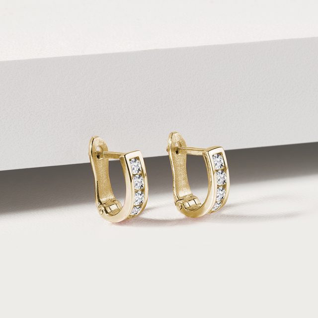 RUNDE DIAMANTOHRRINGE IN GELBGOLD - OHRRINGE DIAMANT - 