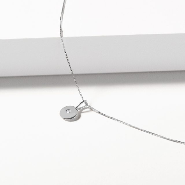 DIAMOND MEDALLION WHITE GOLD PENDANT - PENDANTS - 