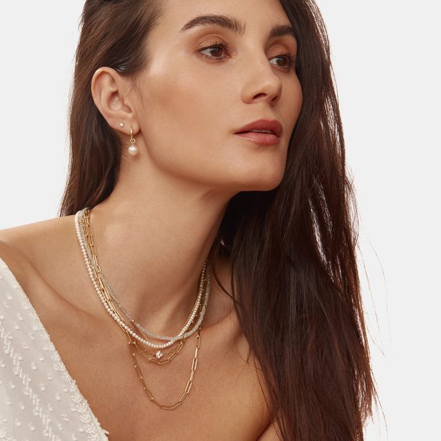 MODERN DIAMOND NECKLACE IN 14K YELLOW GOLD - DIAMOND NECKLACES - 