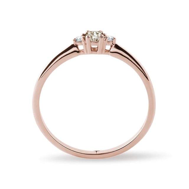 BAGUE EN OR ROSE AVEC DIAMANT CHAMPAGNE ET DIAMANTS - BAGUES DE FIANÇAILLES AVEC DIAMANTS DE COULEUR - 