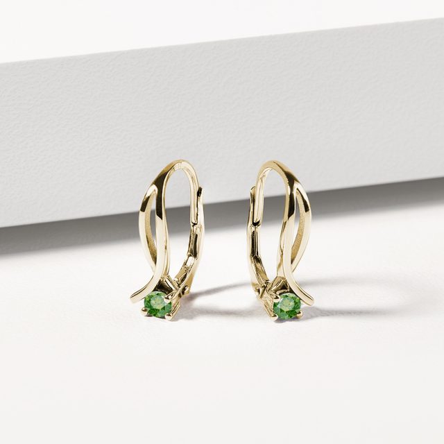 OHRRINGE MIT GRÜNEN DIAMANTEN IN GELBGOLD - OHRRINGE DIAMANT - 