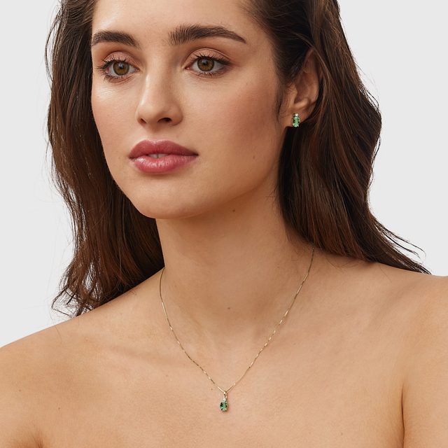 COLLIER EN OR AVEC TOURMALINE VERTE ET DIAMANT - COLLIERS AVEC TOURMALINE - 