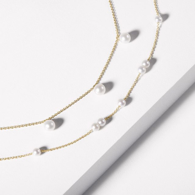 GOLD PEARL CHAIN BRACELET - PEARL BRACELETS - 