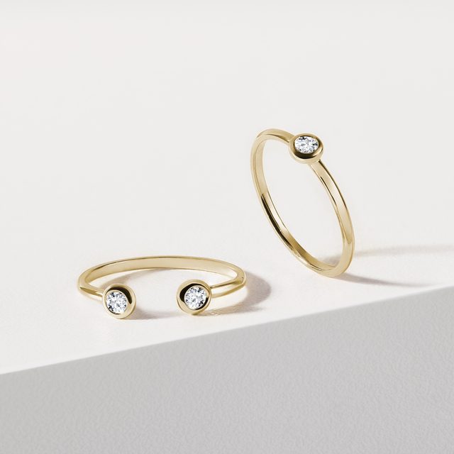 DIAMANTRING IN GELBGOLD - VERLOBUNGSRINGE MIT BRILLANT - 