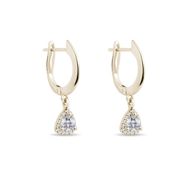 EARRINGS MADE OF YELLOW GOLD WITH DIAMOND CUT IN TRILLION - DIAMOND EARRINGS - 