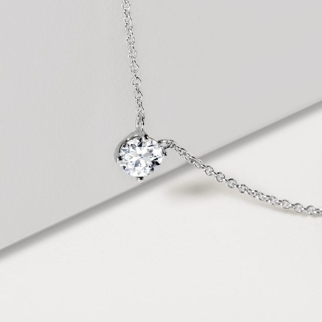 COLLIER ENDIAMANTÉ D'OR BLANC 14 CT - COLLIERS AVEC DIAMANTS - 