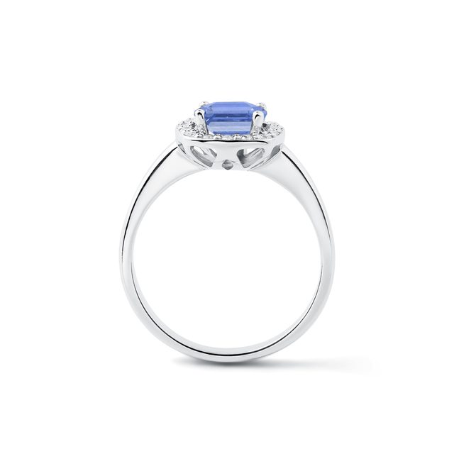 ZLATÝ PRSTEŇ S TANZANITOM A DIAMANTMI - PRSTENE TANZANIT - 