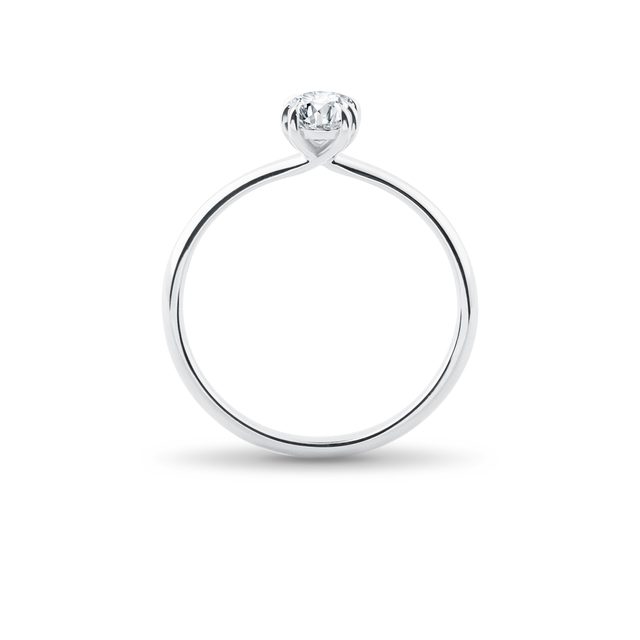 BAGUE DE FIANÇAILLES EN OR BLANC AVEC DIAMANT OVALE - BAGUES DE FIANÇAILLES EN DIAMANT - 