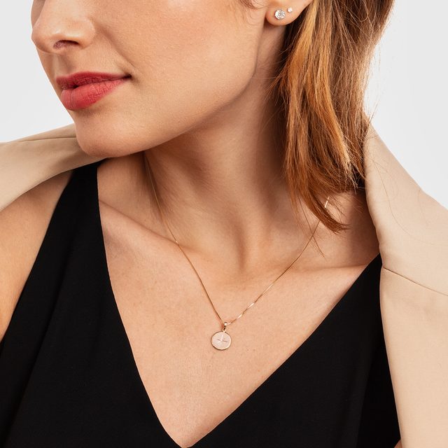 MEDAILLONANHÄNGER MIT DIAMANT UND GRAVUR IN ROSEGOLD - ANHÄNGER - 