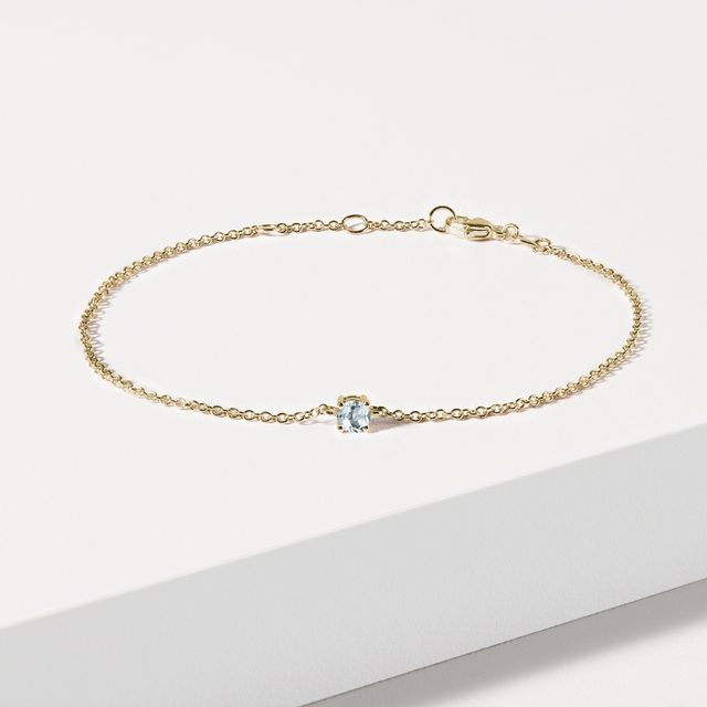 KINDERARMBAND MIT AQUAMARIN IN GELBGOLD - KINDER ARMBÄNDER - 