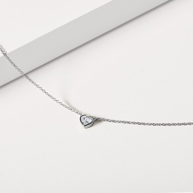 HALSKETTE MIT 0,30 CT HERZDIAMANT IN WEISSGOLD - KETTEN MIT DIAMANTEN - 