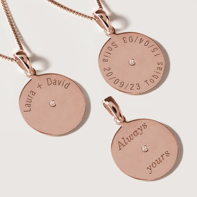 MÉDAILLON ÉTOILE POLAIRE EN OR ROSE ET DIAMANT - PENDENTIFS - 