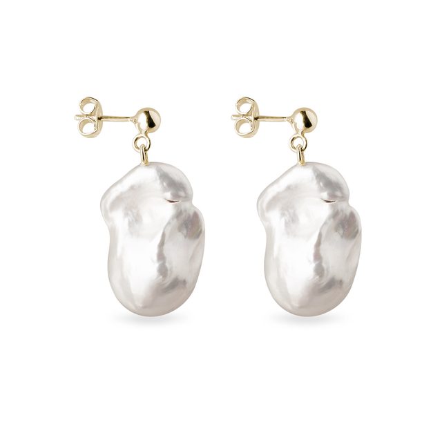 BAROQUE PEARL EARRINGS IN YELLOW GOLD - PEARL EARRINGS - 