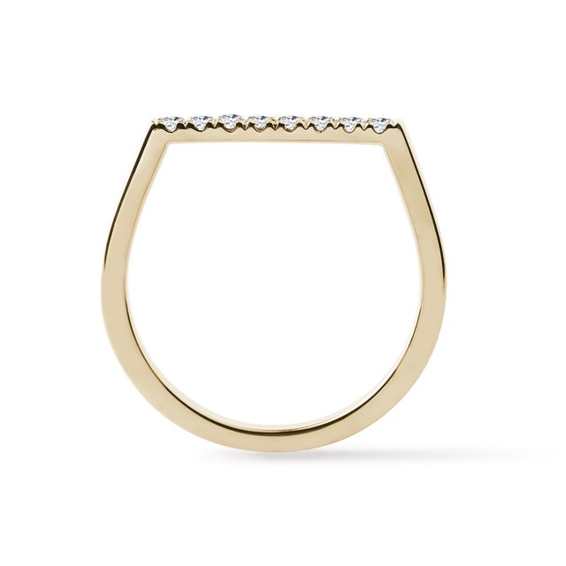 GELBGOLDENER RING MIT GERADER DIAMANTLINIE - RINGE DIAMANT - 