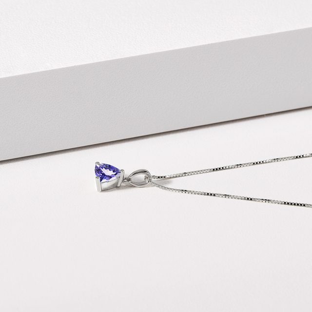 ANHÄNGER AUS WEISSGOLD MIT TANSANIT IM TRILLION-SCHLIFF - KETTEN MIT TANSANIT - 