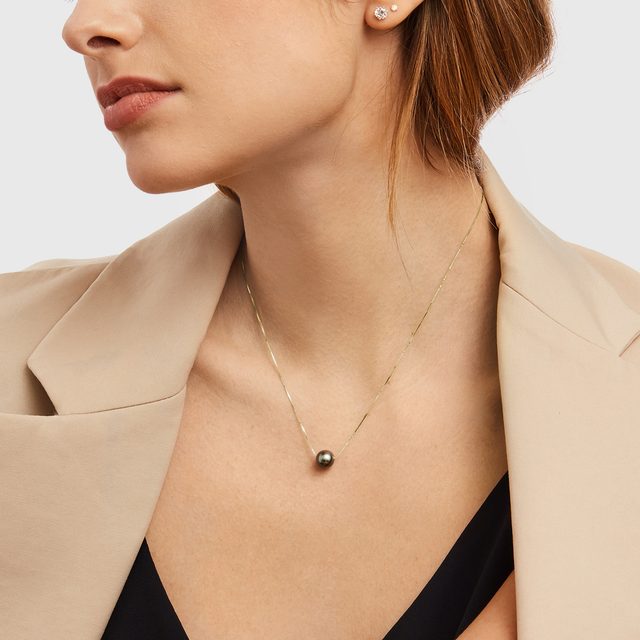 GOLDKETTE MIT TAHITIPERLE - PERLEN ANHÄNGER - 