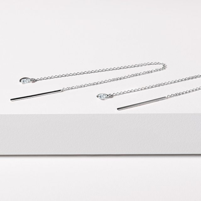 KETTENOHRRINGE MIT DIAMANTEN IN WEISSGOLD - OHRRINGE DIAMANT - 