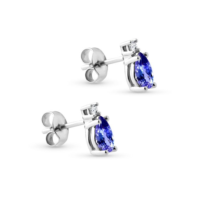 TANZANITE EARRINGS WITH DIAMONDS IN WHITE GOLD - TANZANITE EARRINGS - 