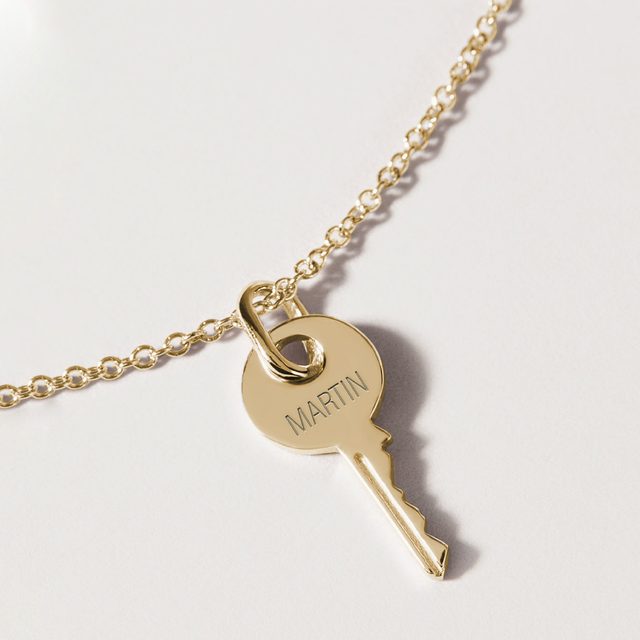 MINIMALISTICKÝ PŘÍVĚSEK KLÍČEK ZE ŽLUTÉHO 14K ZLATA - PŘÍVĚSKY - 