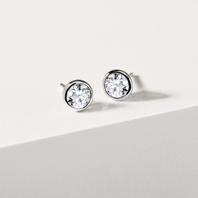 BOUCLES D'OREILLES DELUXE D'OR BLANC AVEC DIAMANTS 1CT - PUCES D'OREILLES EN DIAMANT - 