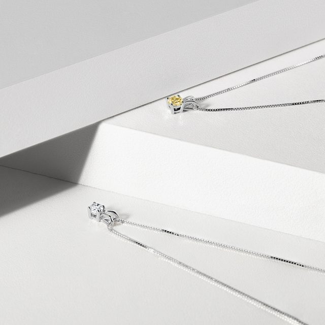 YELLOW DIAMOND PENDANT IN WHITE GOLD - PENDANTS - 