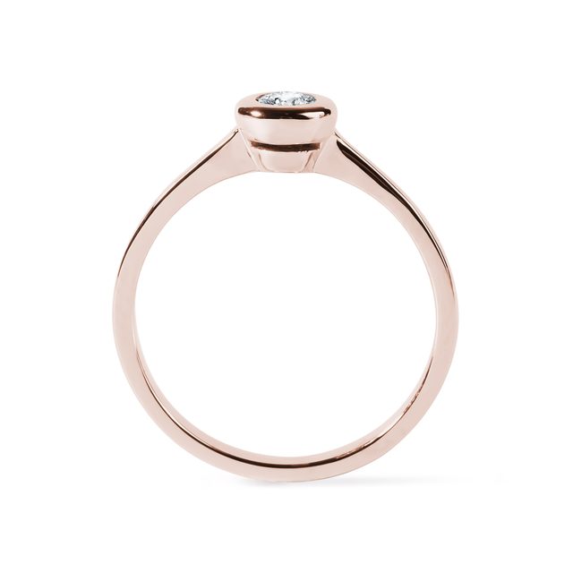 BAGUE DE FIANÇAILLES EN OR ROSE ET DIAMANT TAILLE BRILLANT - TAILLE BRILLANT - 