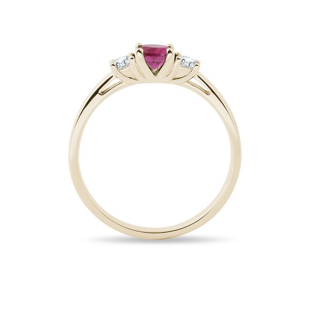 ZLATÝ PRSTEN S TURMALÍNEM A BRILIANTY - PRSTENY S TURMALÍNEM - 