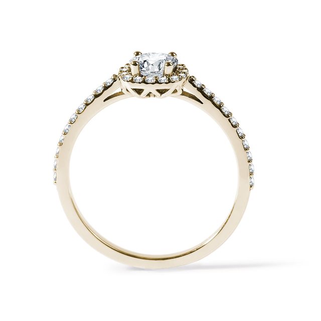 HALO DIAMOND ENGAGEMENT RING IN YELLOW GOLD - DIAMOND ENGAGEMENT RINGS - 