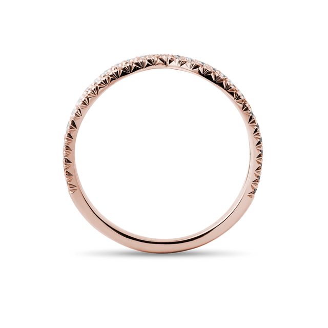 BAGUE DOUBLE ANNEAU EN OR ROSE SERTIE DE DIAMANTS - BAGUES EN DIAMANT - 